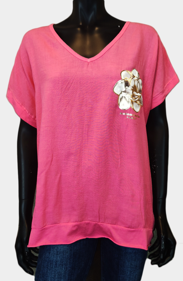 Polera V Flor Dorada