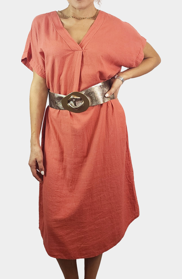 Vestido Lino Escote V - Imagen 3
