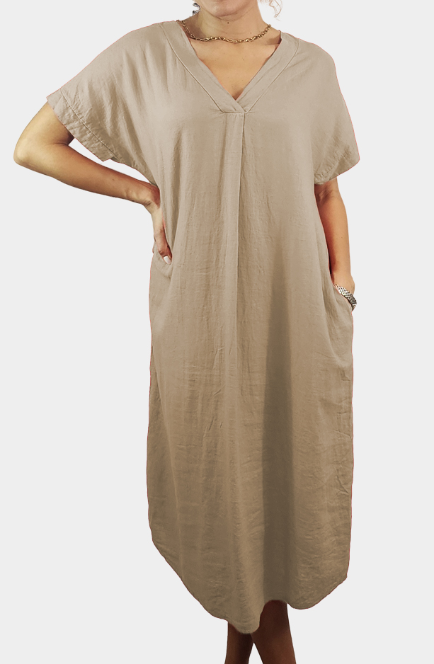 Vestido Lino Escote V - Imagen 7