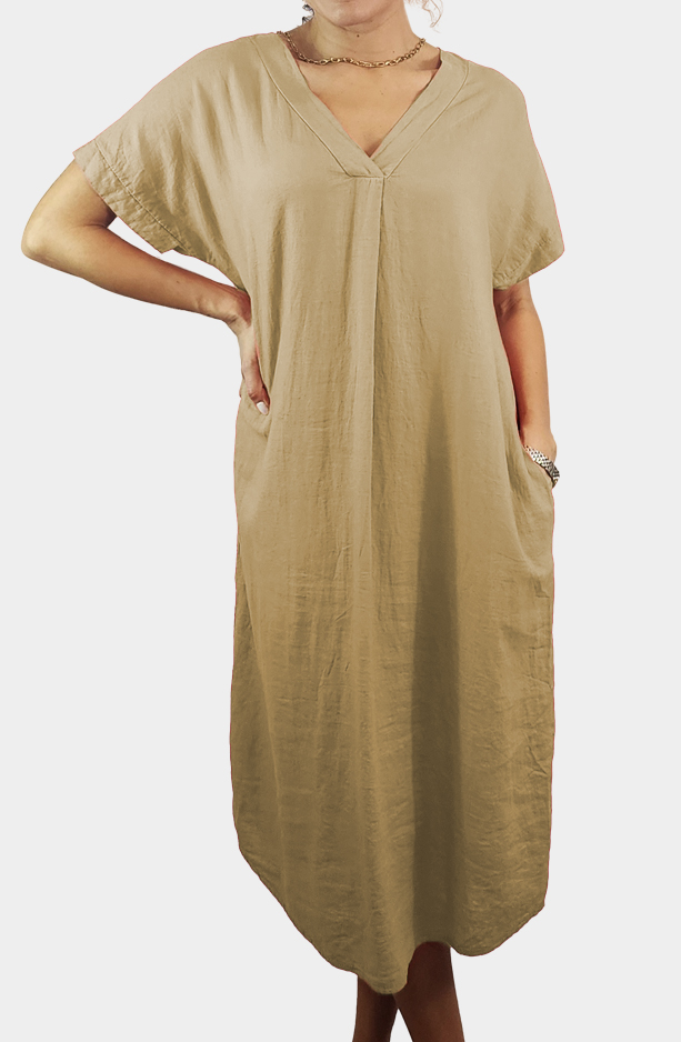 Vestido Lino Escote V - Imagen 6