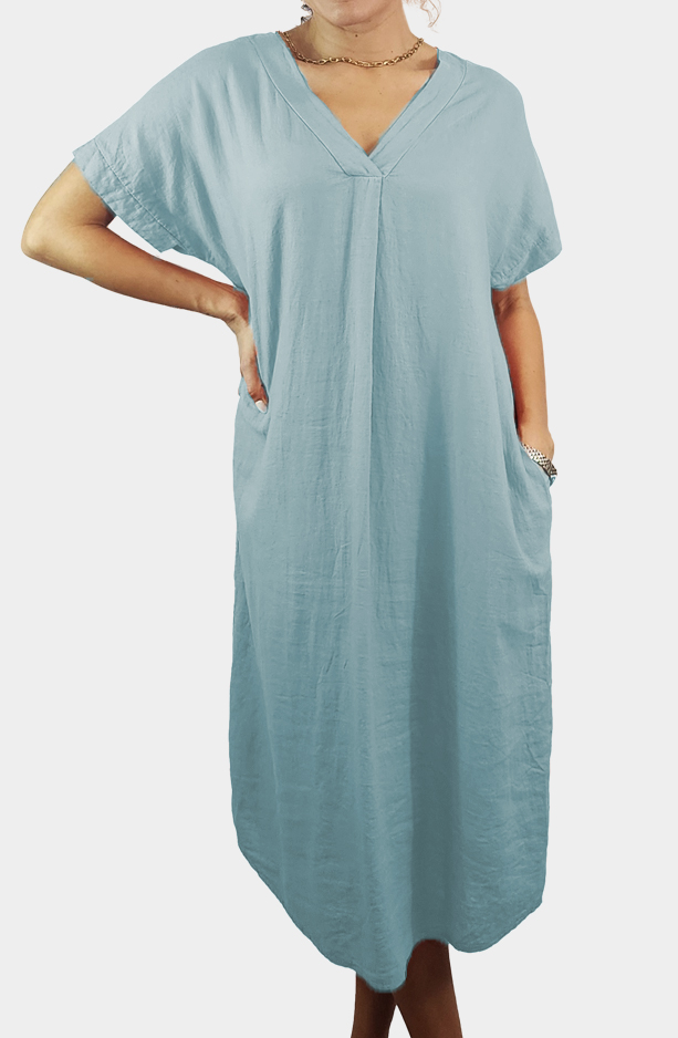 Vestido Lino Escote V - Imagen 5