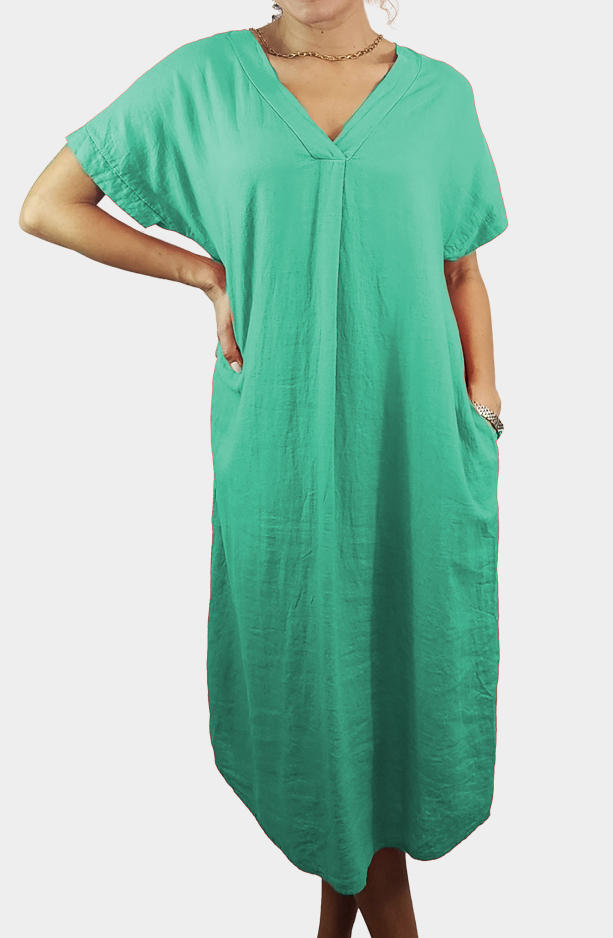 Vestido Lino Escote V - Imagen 4